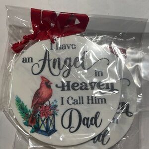 Memorial Coaster with Cardinal and Red Ribbon